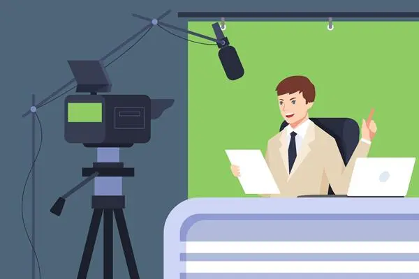 Teleprompter in use