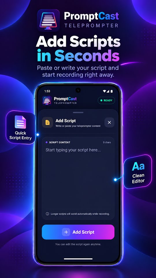 PromptCast - Teleprompter screenshot 1