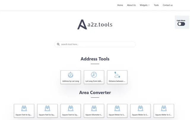 The A2Z Tools homepage in 2023 with the second logo and tool category cards