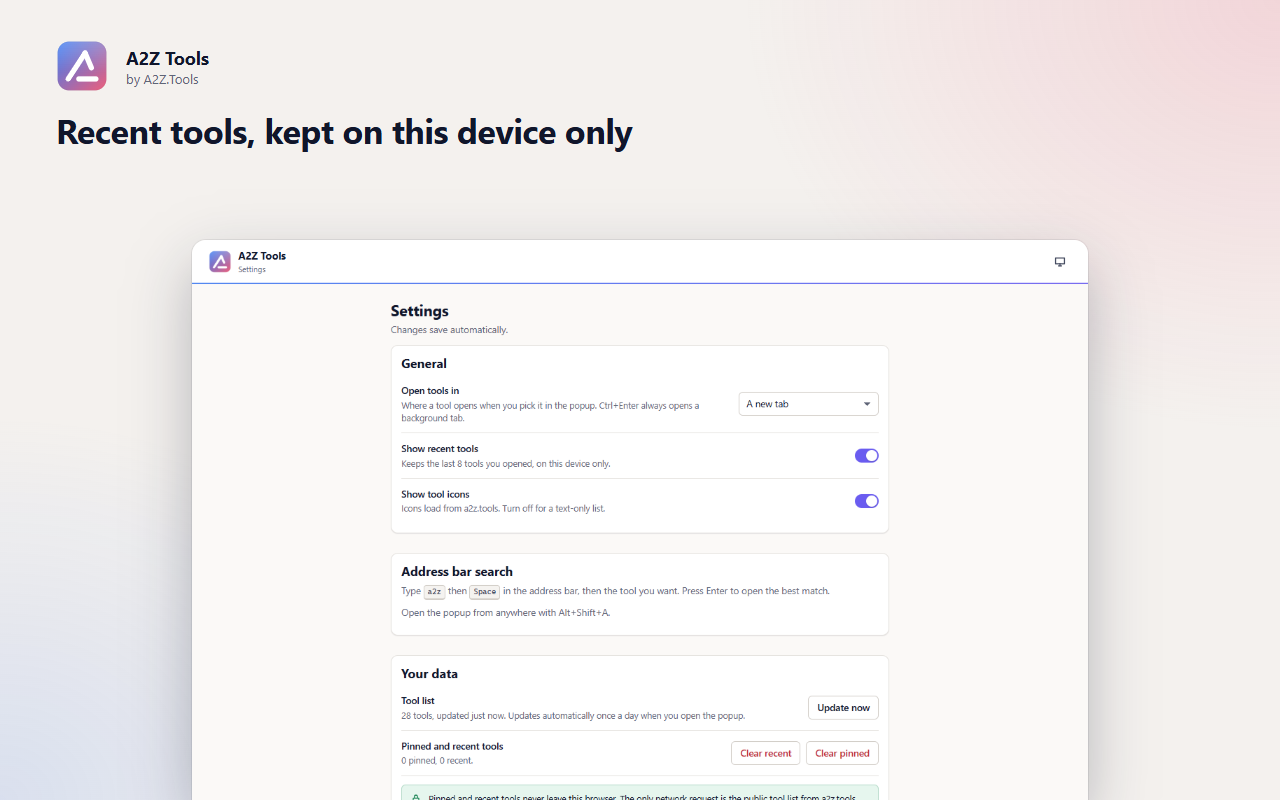A2Z Tools: options