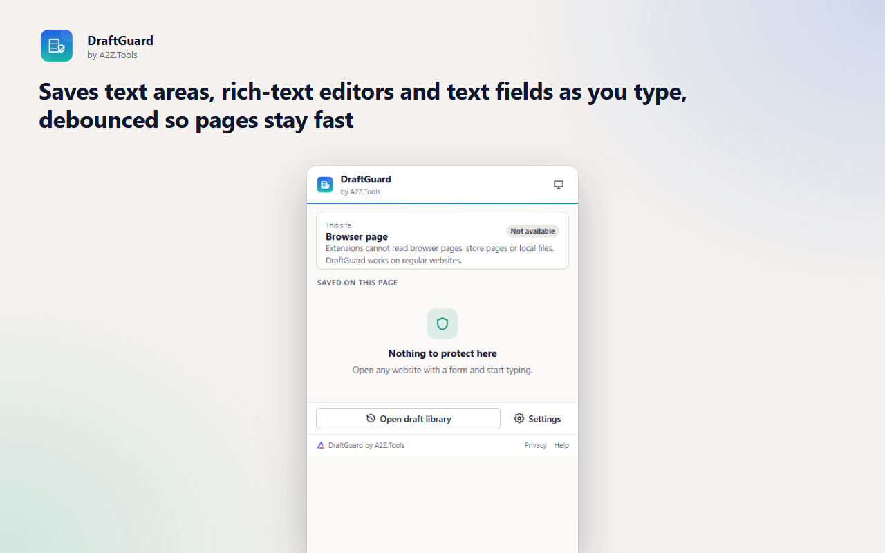 DraftGuard: popup