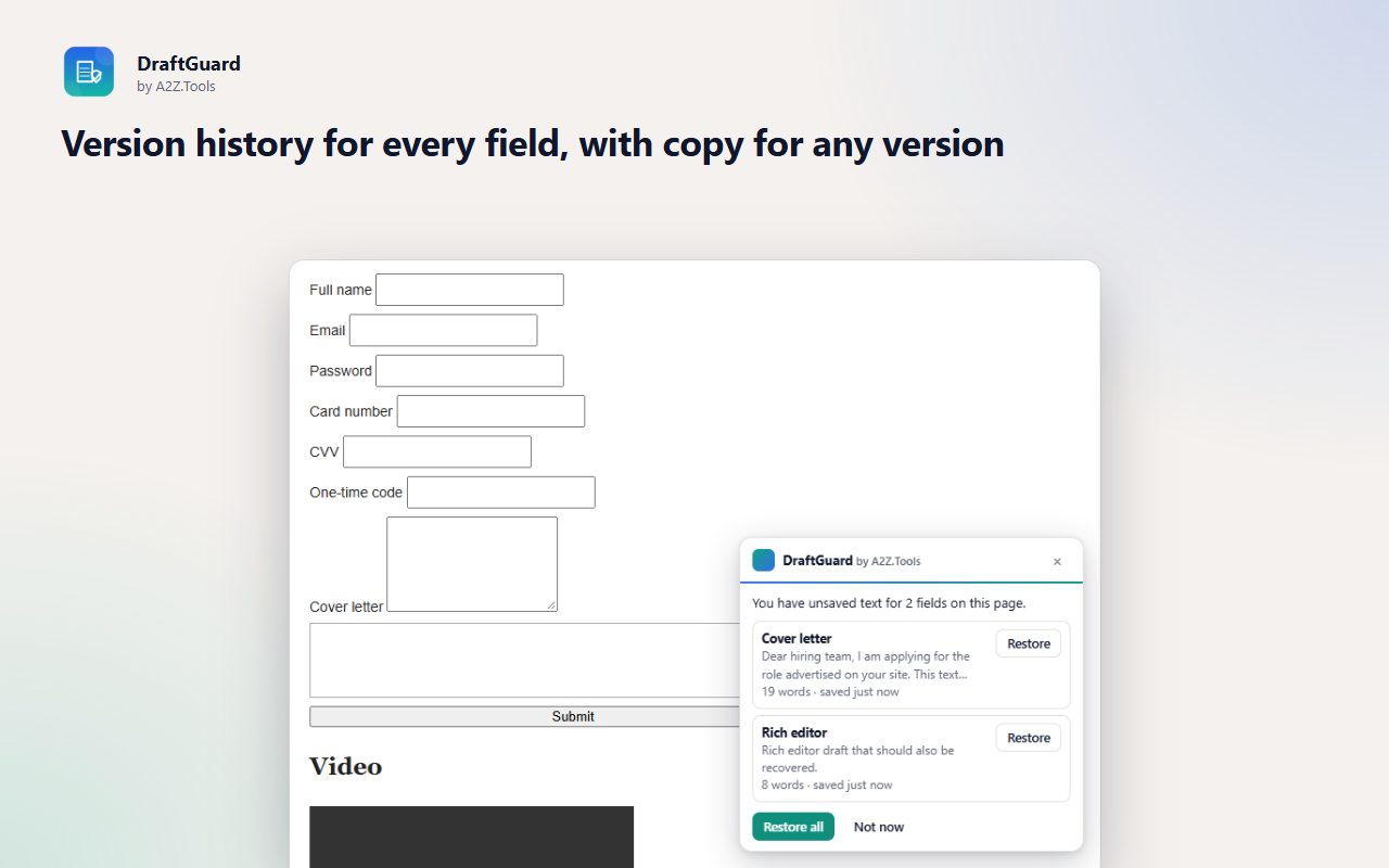 DraftGuard: recovery prompt