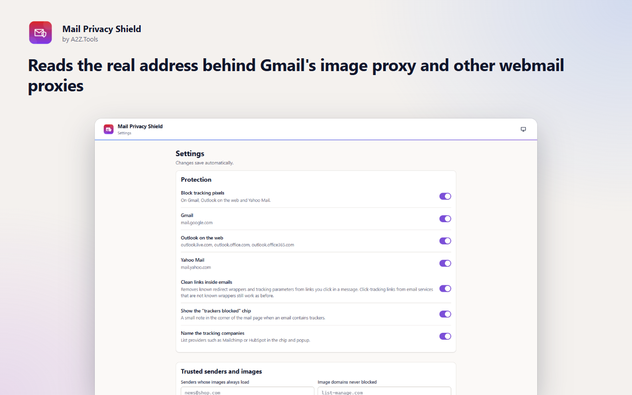 Mail Privacy Shield: options