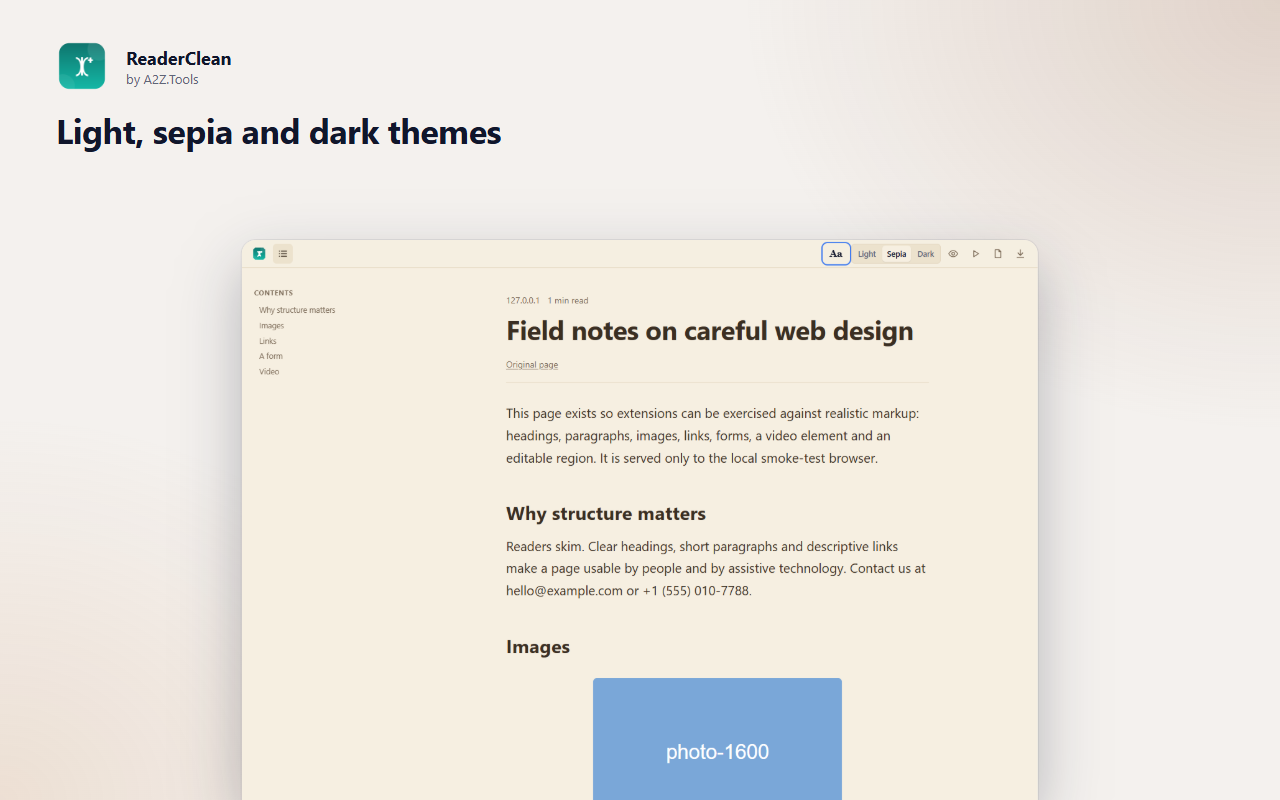 ReaderClean: reader sepia