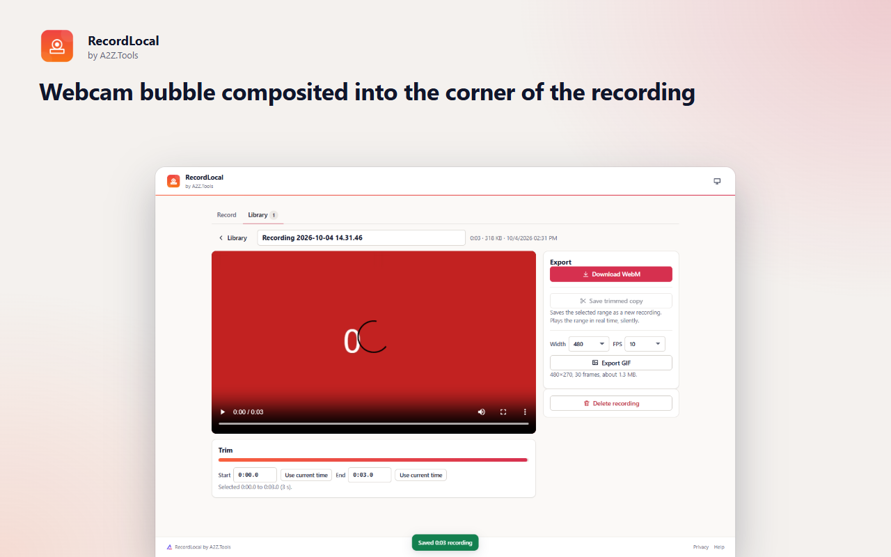 RecordLocal: editor