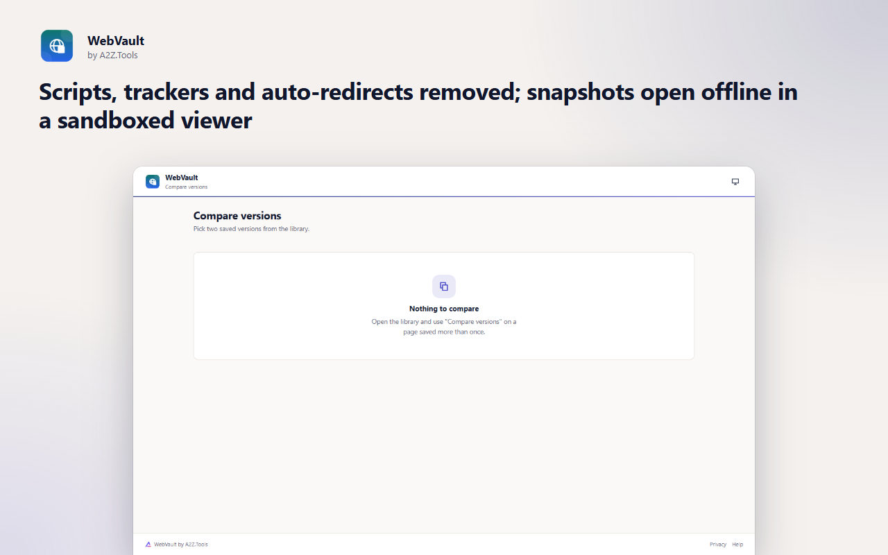 WebVault: compare empty